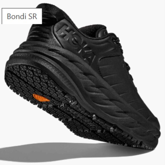 Hoka One Womens Black Leather Bondi SR Walking Shoes Size 6.5 Regular Width - Picture 3 of 13